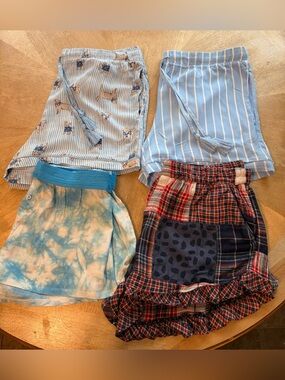 Bundle of 4 Sleep Shorts Blue Stripe & Patterned Multipack